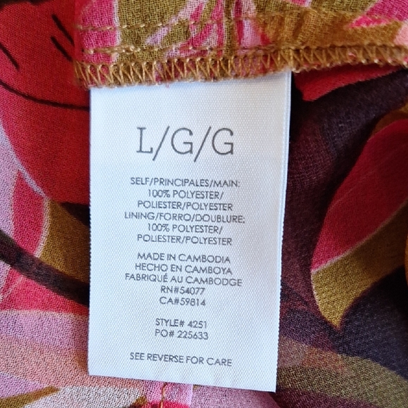 CAbi Pink and Red Asymmetrical Sheer Blouse. Excellent condition Size Large - Picture 8 of 8